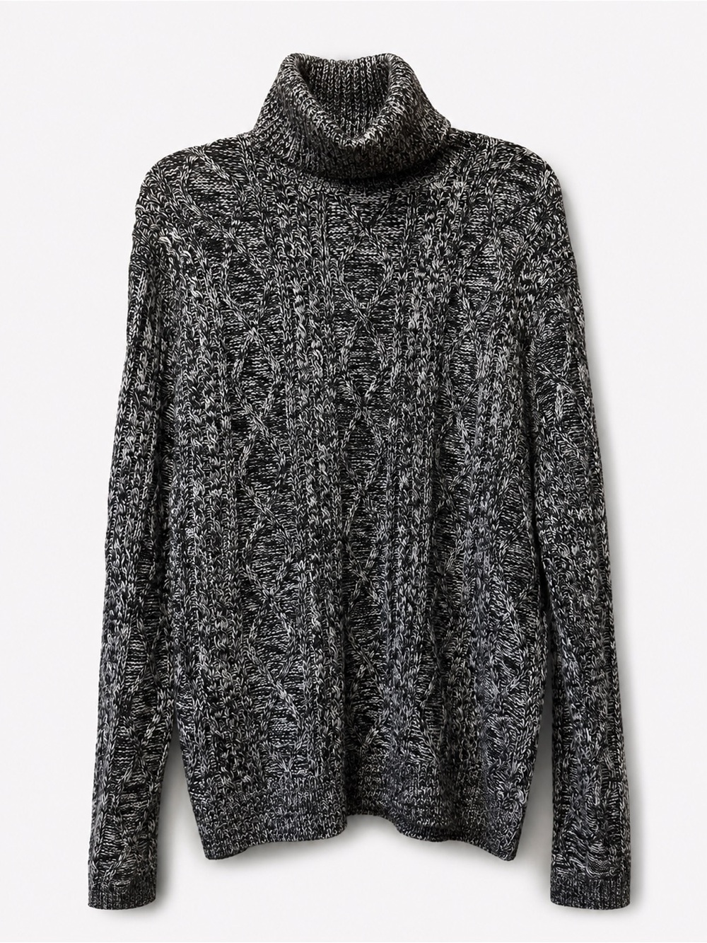 Fashion Nova Black & White Marled Turtleneck Sweater